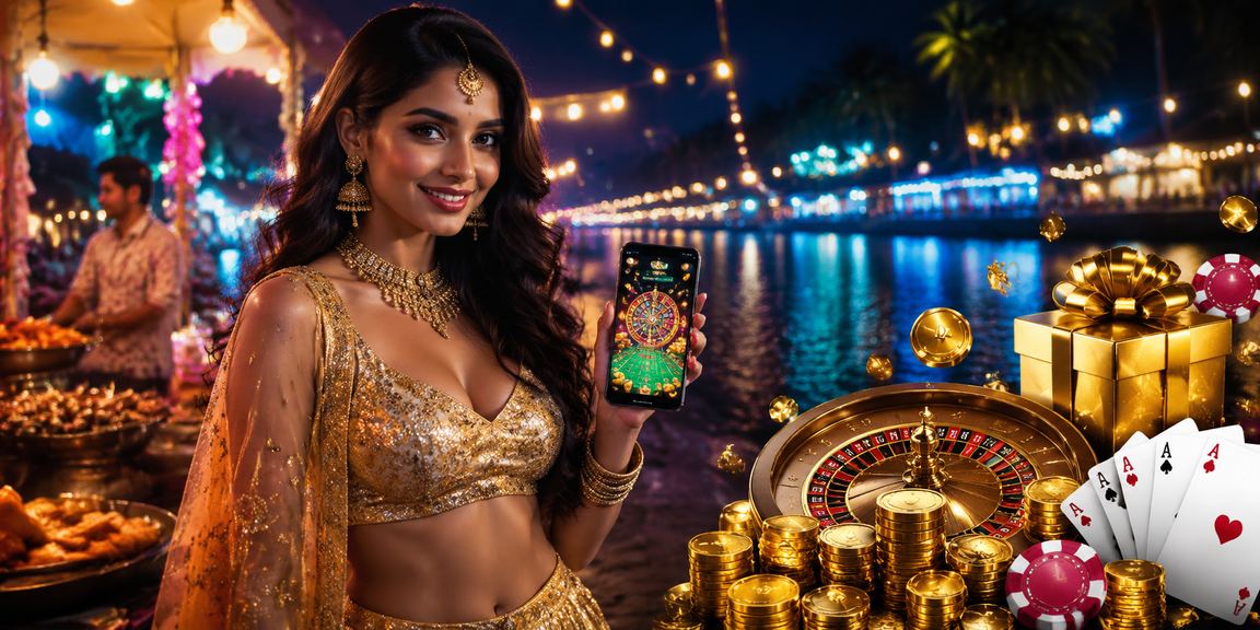 Responsible gamer using mobile casino app in traditional Indian attire